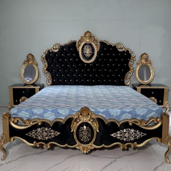 Designer Luxury bed With Side Tables With Mirror