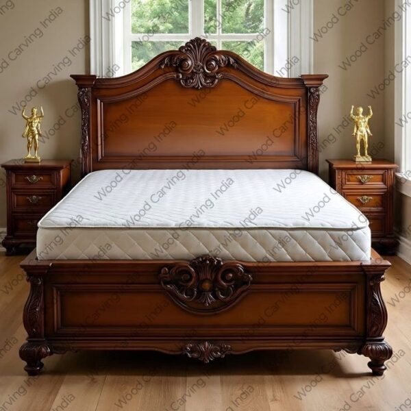 Wooden Bed With Two Side Tables