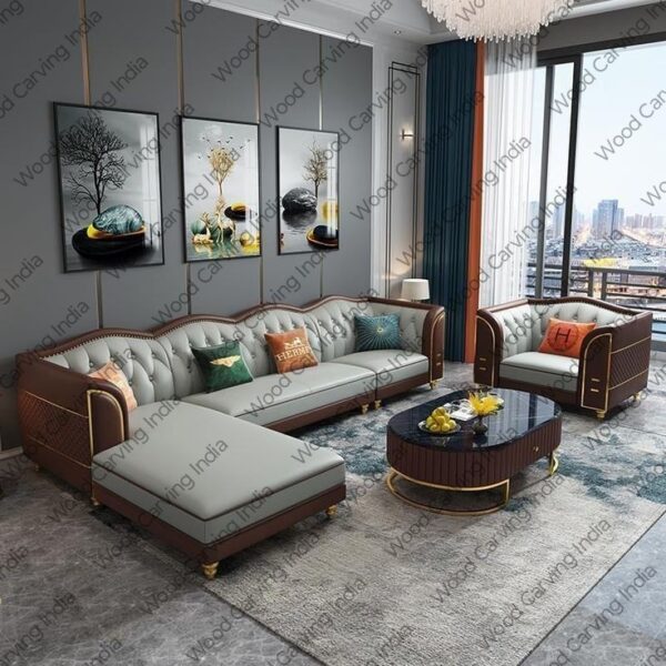 New Designer L Shape Sofa Set With Center Table